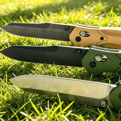 The 940 Rugged Aluminum Alloy Folding Portable Knife features a sturdy aluminum alloy handle and a durable stainless steel blade, making it the ideal gear for hiking, Outdoor， camping, and everyday carry.